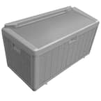 110 Gal. Grey Resin Wood Look Outdoor Storage Deck Box with Lockable Lid