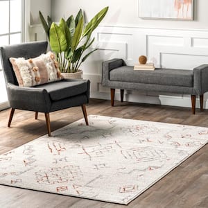 Abigail Abstract Symbols Light Gray 4 ft. x 6 ft. Traditional Area Rug