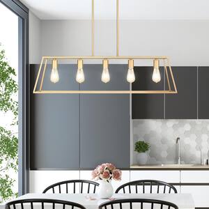 Adele 38 in. 5-Light Brushed Gold Painted Ceiling Pendant Light