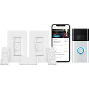 Caseta Smart Dimmer Switch (2 Count) Deluxe Kit with Ring Smart Video Doorbell Camera (2020 Release) (PRBDG-PKG2W-HD)