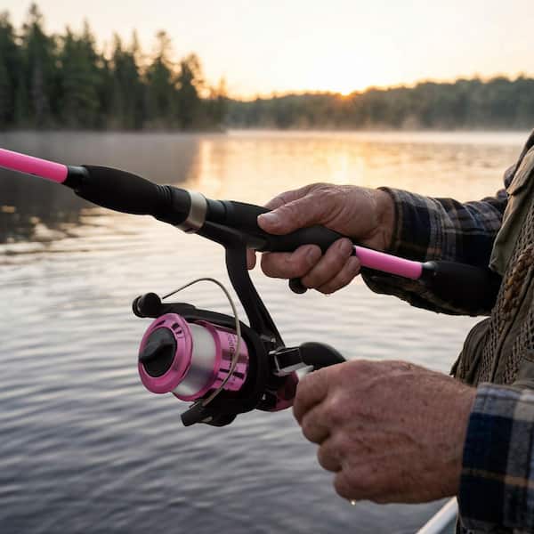 78 in. Pole Pink Fiberglass Rod and Reel Combo Medium Action, Size