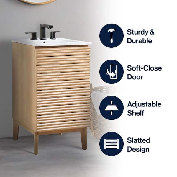 JONATHAN Y Calandre 20 in. W x 18 in. D x 33 in. H 2-Shelf Bath