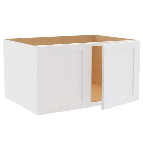 Home Decorators Collection Newport 33 in. W x 24 in. D x 18 in. H Assembled Plywood Wall Bridge Kitchen Cabinet in Pacific White with Soft Close