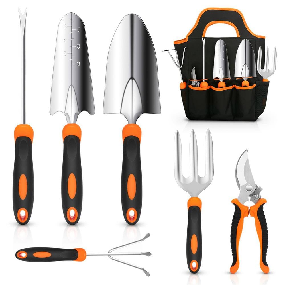 7-Piece Garden Tool Set Gardening Hand Tools Kit in Orange