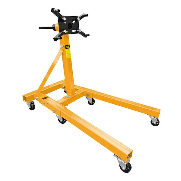 Engine Stand 2000 lbs. Capacity, 360° Rotating Engine Run Stand with 6-Casters, Foldable Frame, Yellow