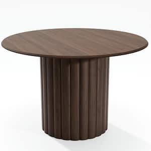 Round Walnut Wood 46 in. Column Base Dining Table Seats 4