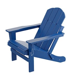 1 Set Folding Plastic Adirondack Chair with Relaxing Stackable Arm Rest Ergonomic, Navy Blue