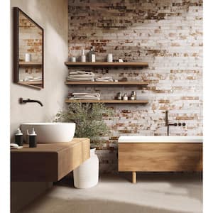 Take Home Tile Sample-Brickstone Rustique White Brick 4 in. x 4 in. Matte Porcelain Floor and Wall Tile