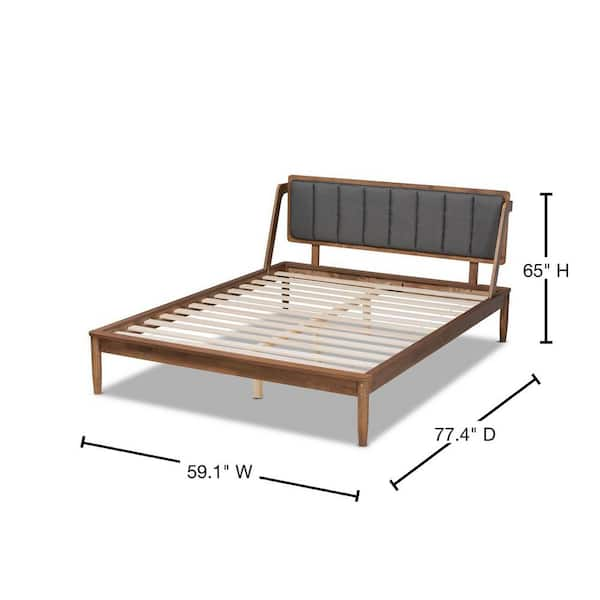 Baxton Studio Helsa Dark Grey and Walnut Full Platform Bed 175