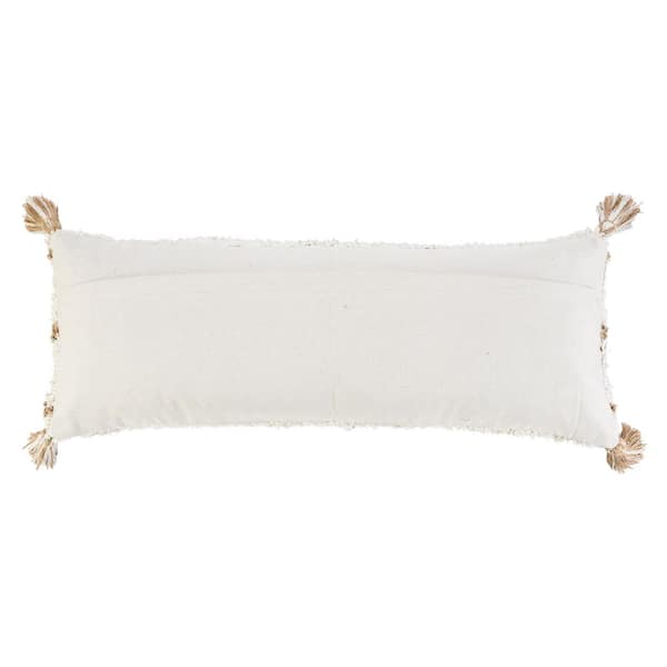 White/Brown LR Home Boho-Chic Diamond Jute and Cotton Throw Pillow 