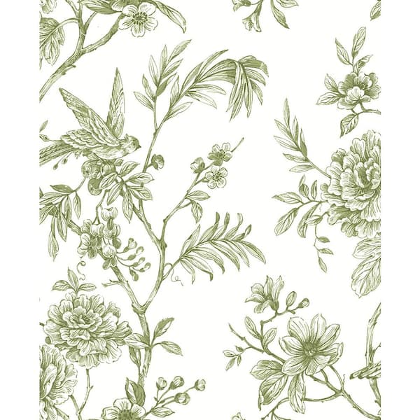 A-Street Prints Jessamine Green Floral Trail Paper Strippable Roll Wallpaper (Covers 56.4 sq. ft.)