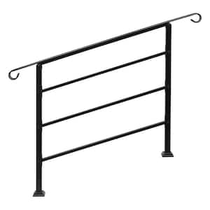 33.2 in. H x 55.9 in. W Black Transitional Handrail Fits 4-Step Iron Stair Railing Kit