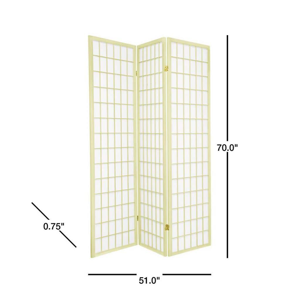 Ivory Shoji 3-Panel Folding Room Divider with Rice Paper