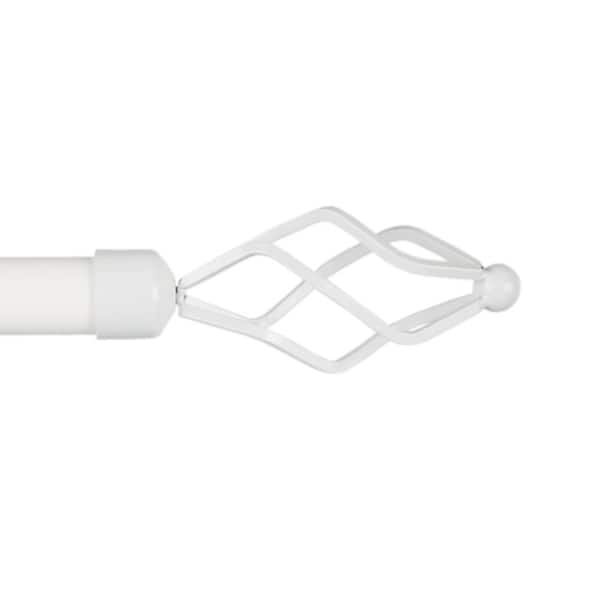 EXCLUSIVE HOME Lancelot 66 in. - 120 in. Adjustable Length 1 in. Dia Single Curtain Rod Kit in Off White with Finial