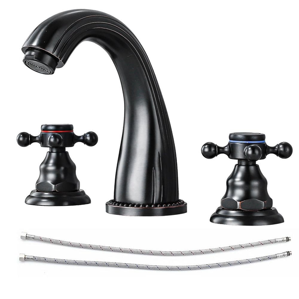 Double Handles 8 in. Widespread Bathroom Faucet 3-Hole Sink Faucet in Oil Rubbed Bronze price history on PriceWatchPro
