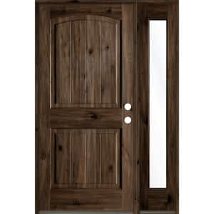 44 in. x 80 in. Rustic Knotty Alder 2 Panel Left-Hand/Inswing Clear Glass Black Stain Wood Prehung Front Door with RFSL