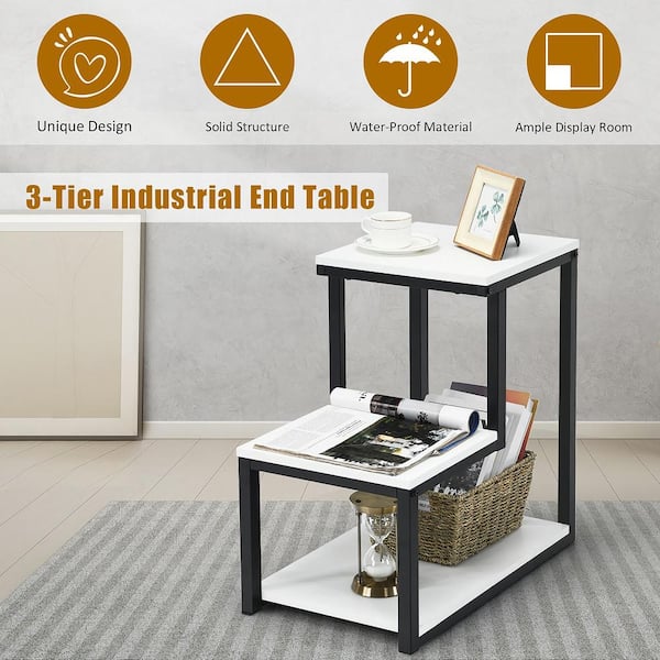 Costway 0-Drawer White Nightstand 23.5 in. x 14 in. x 24 in.