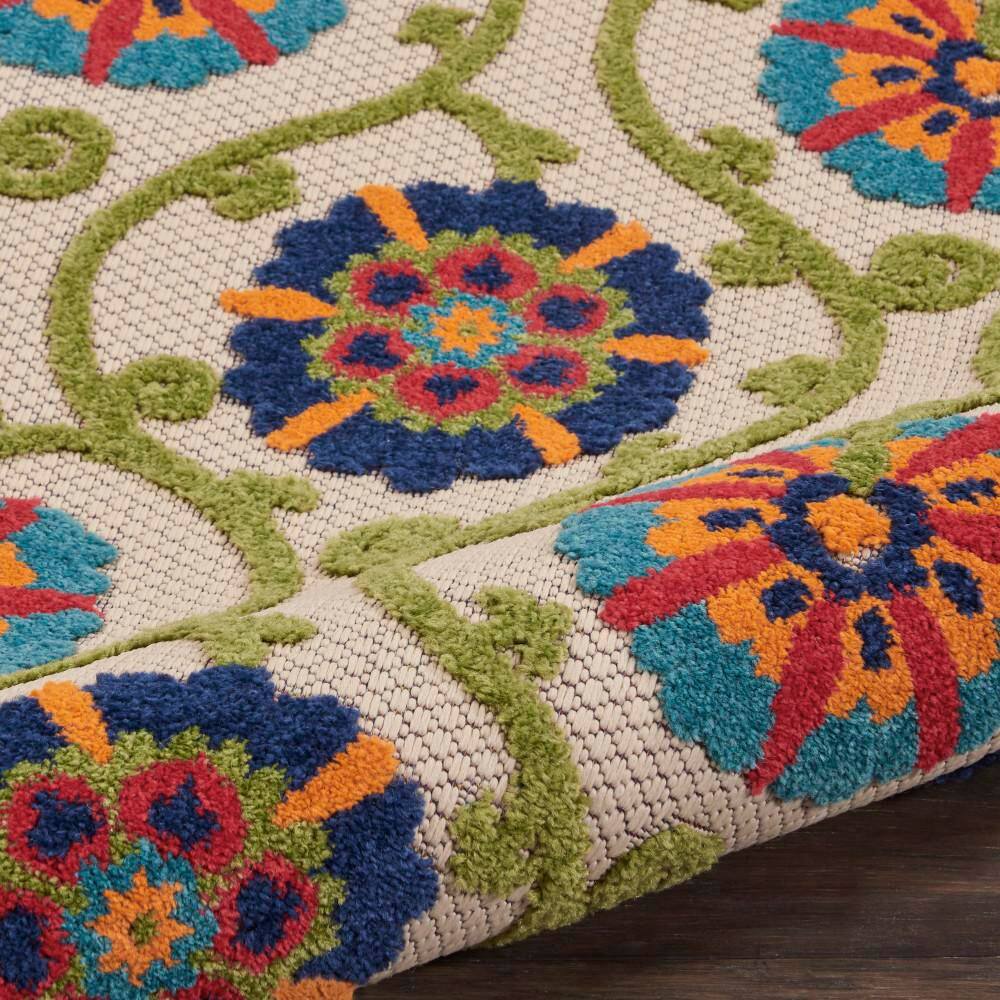 Aloha Blue Multicolor Floral Outdoor Area Rug