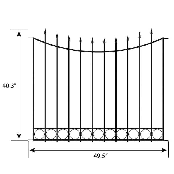 Vigoro Beaumont 40.4 in. H x 49.6 in. W Black Steel 3-Rail Fence Panel