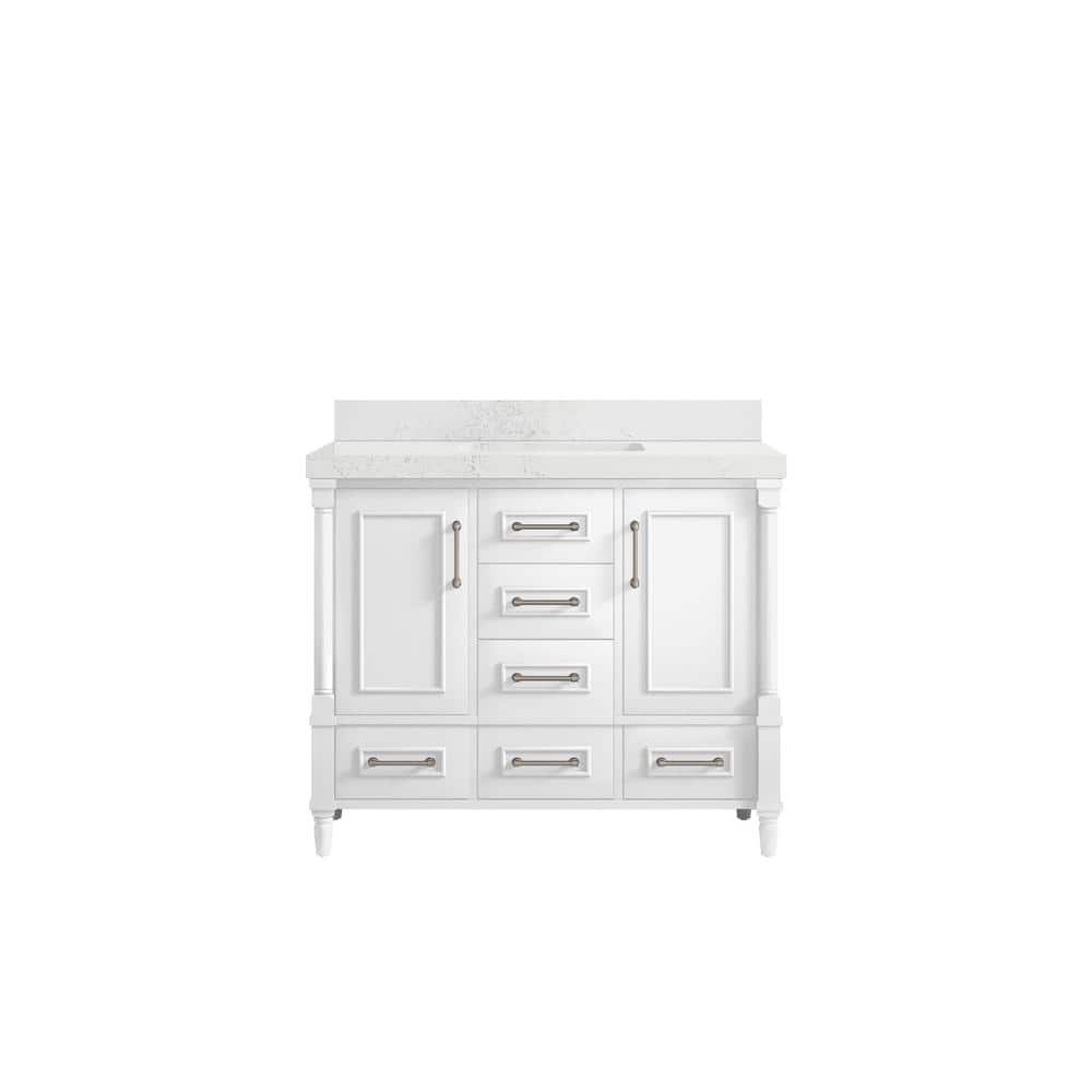 Hudson 42 in. W x 22 in. D x 36 in. H Bath Vanity in White with 2 in Empira Quartz Top price history on PriceWatchPro
