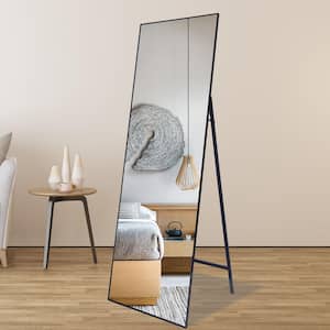 22 in. W x 65 in. H Full Length Standing Floor Mirror with Black Aluminum Alloy Frame