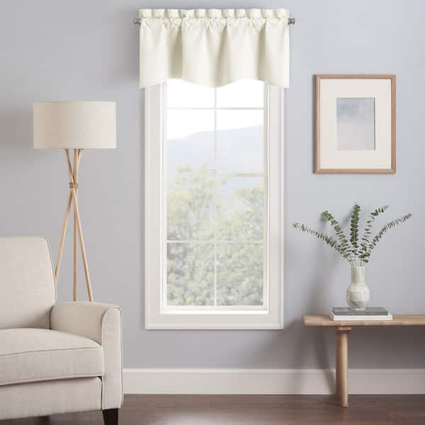 Eclipse Kendall Ivory Solid Polyester 18 in. L x 42 in. W Blackout Rod Pocket Valance