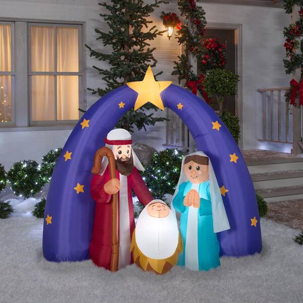 New Holiday Living Nativity Inflatable Holy deals Family 6.5ft Christmas Outdoor