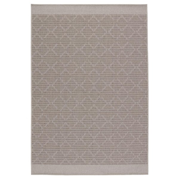 VIBE BY JAIPUR LIVING Motu Gray/Taupe 8 ft. x 10 ft. Coastal Indoor/Outdoor Area Rug