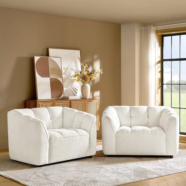 Hulda Ivory Boucle Oversized Armchair (Set of 2)