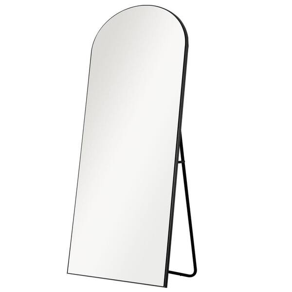 NEUTYPE 23 in. W x 67 in. H Arch Mirror Black Wood Framed Mirror Full Length Mirror Oversize