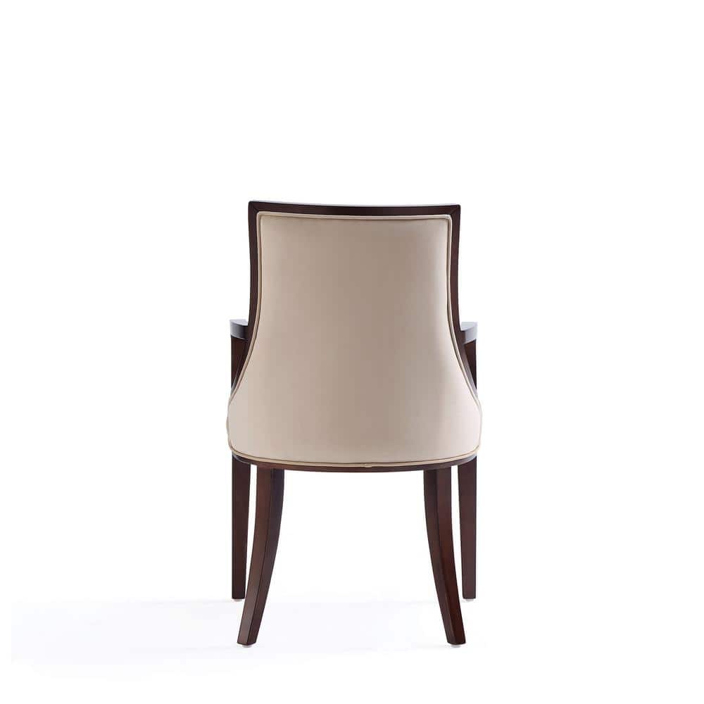 Tan Faux Leather Upholstered Parsons Arm Chair with Wood Frame