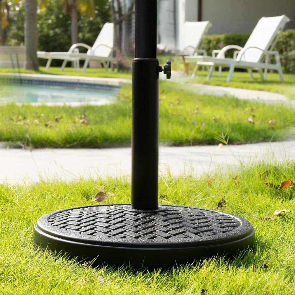 Modern Black Concrete and Steel Round Parasol Base