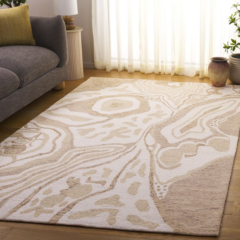 Ebony 3 ft. x 5 ft. Beige/Ivory Wavy Abstract Area Rug price history on PriceWatchPro
