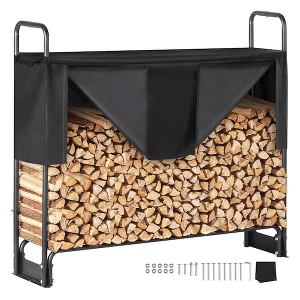 VEVOR 4.3 ft. Outdoor Firewood Rack with Cover 52 in. x 14.2 in. x 46.1 in. Heavy-Duty Firewood Holder Waterproof Cover