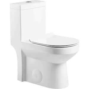 Jawbone 10 in. Rough-In 1-piece 1.08 GPF /1.58 GPF Dual Flush Round Toilet in White, Seat Included
