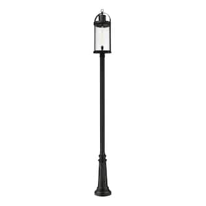 Roundhouse 1-Light Black 125.75 in. Aluminum Hardwired Outdoor Weather Resistant Post Light Set with No Bulb Included