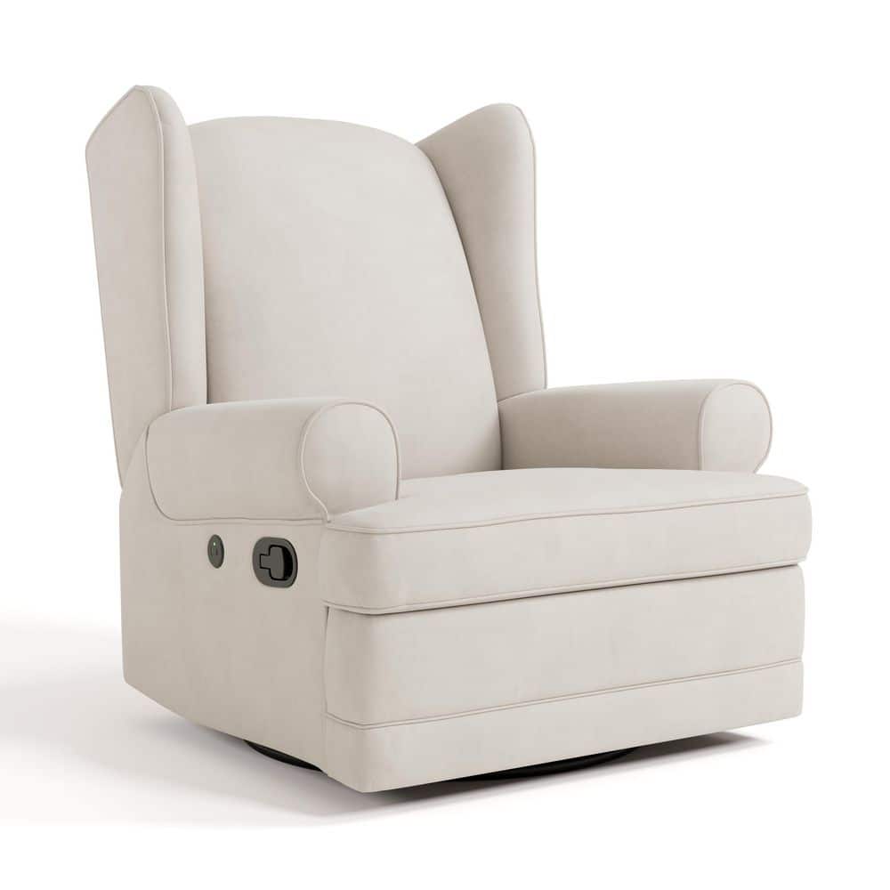 Storkcraft Serenity Ivory Polyester Swivel Glider Recliner with