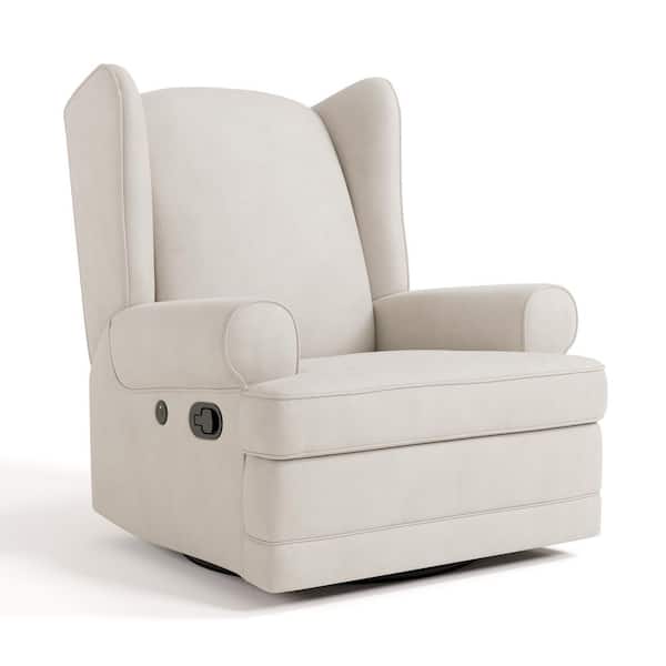 Serenity Ivory Polyester Swivel Glider Recliner with Rocking