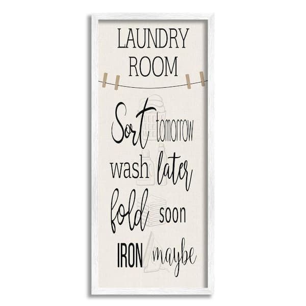 The Stupell Home Decor Collection Laundry Room List Clothesline Design by CAD Framed Typography Art Print 30 in. x 13 in.