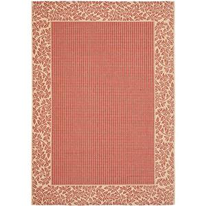 Courtyard Red/Natural 5 ft. x 8 ft. Border Indoor/Outdoor Patio  Area Rug