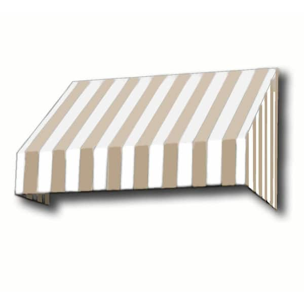 AWNTECH 10.38 ft. Wide New Yorker Window/Entry Fixed Awning (44 in. H x 36 in. D) Linen/White