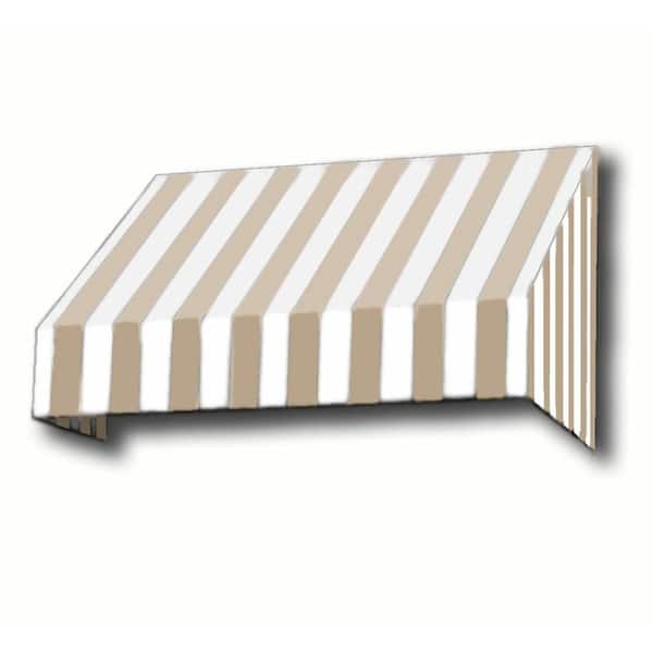 AWNTECH 6.38 ft. Wide New Yorker Window/Entry Fixed Awning (44 in. H x 48 in. D) Linen/White