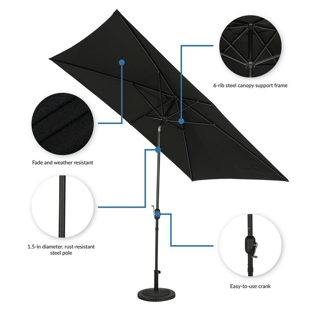 Bimini 10' Black Rectangular Market Umbrella with Steel Frame