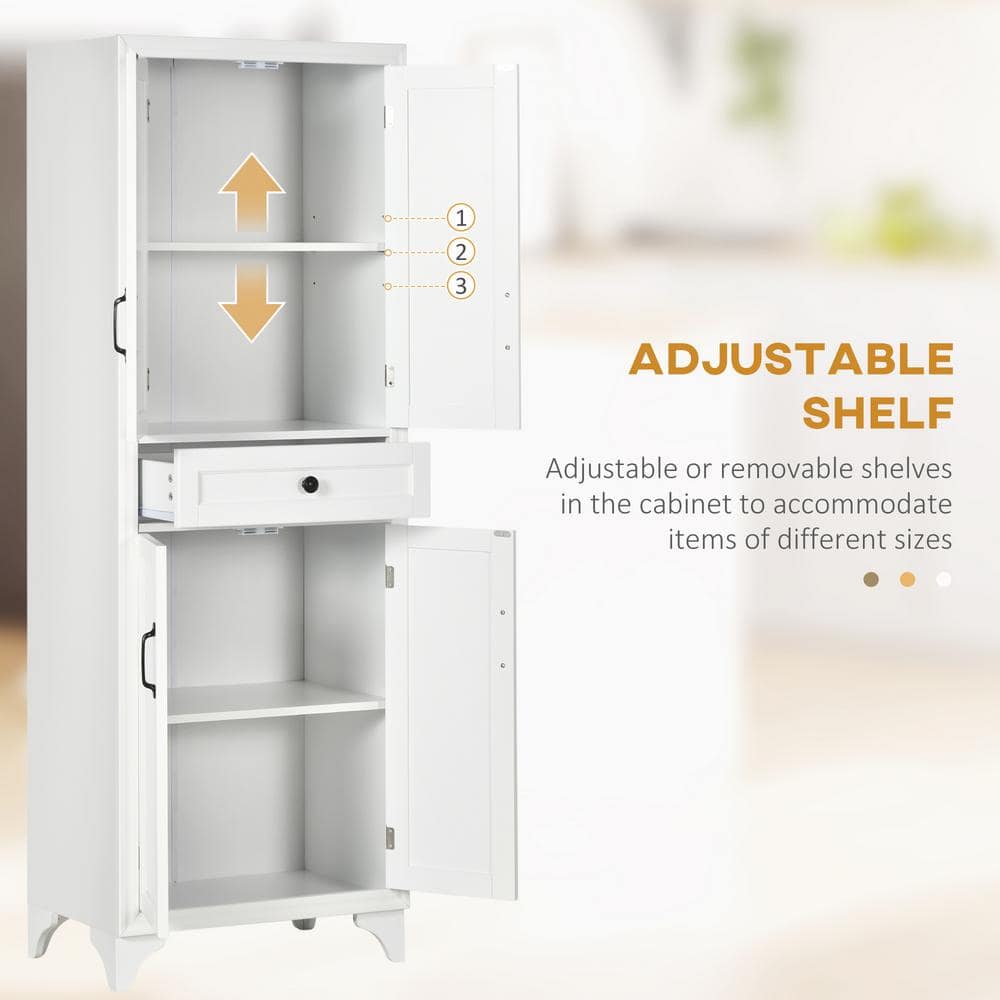 White Recessed Panel 69" Freestanding Kitchen Pantry Cabinet