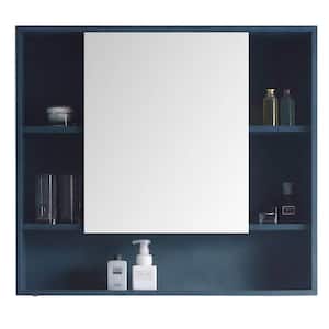 33.46 in. W x 29.53 in. H Large Rectangular Blue Surface Mount Medicine Cabinet with Mirror