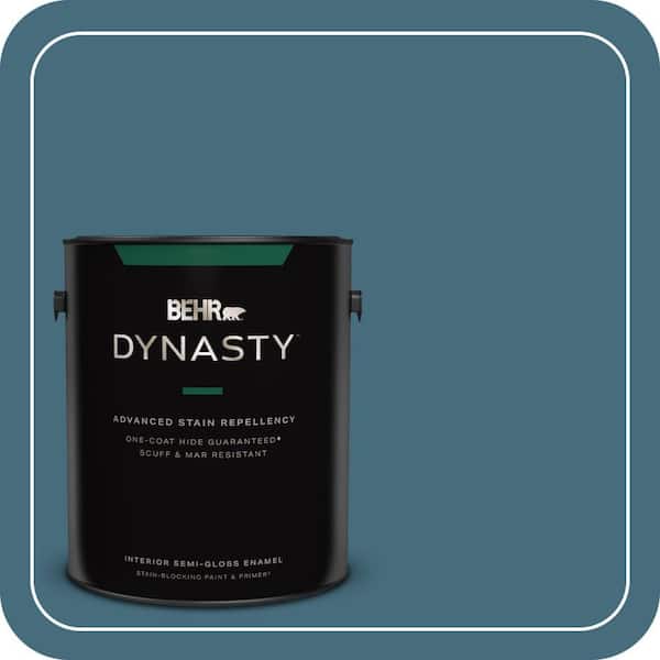 1 gal. #S480-6 Poseidon One-Coat Hide Semi-Gloss Enamel Interior Stain-Blocking Paint & Primer
