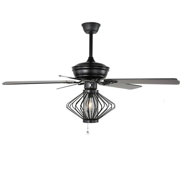 Bella Depot 52 in. Black Cage Ceiling Fan with Light Kit and Remote Control