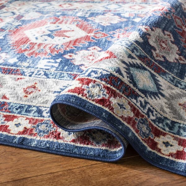 SAFAVIEH Kazak Navy/Red 9 ft. x 12 ft. Border Persian Oriental