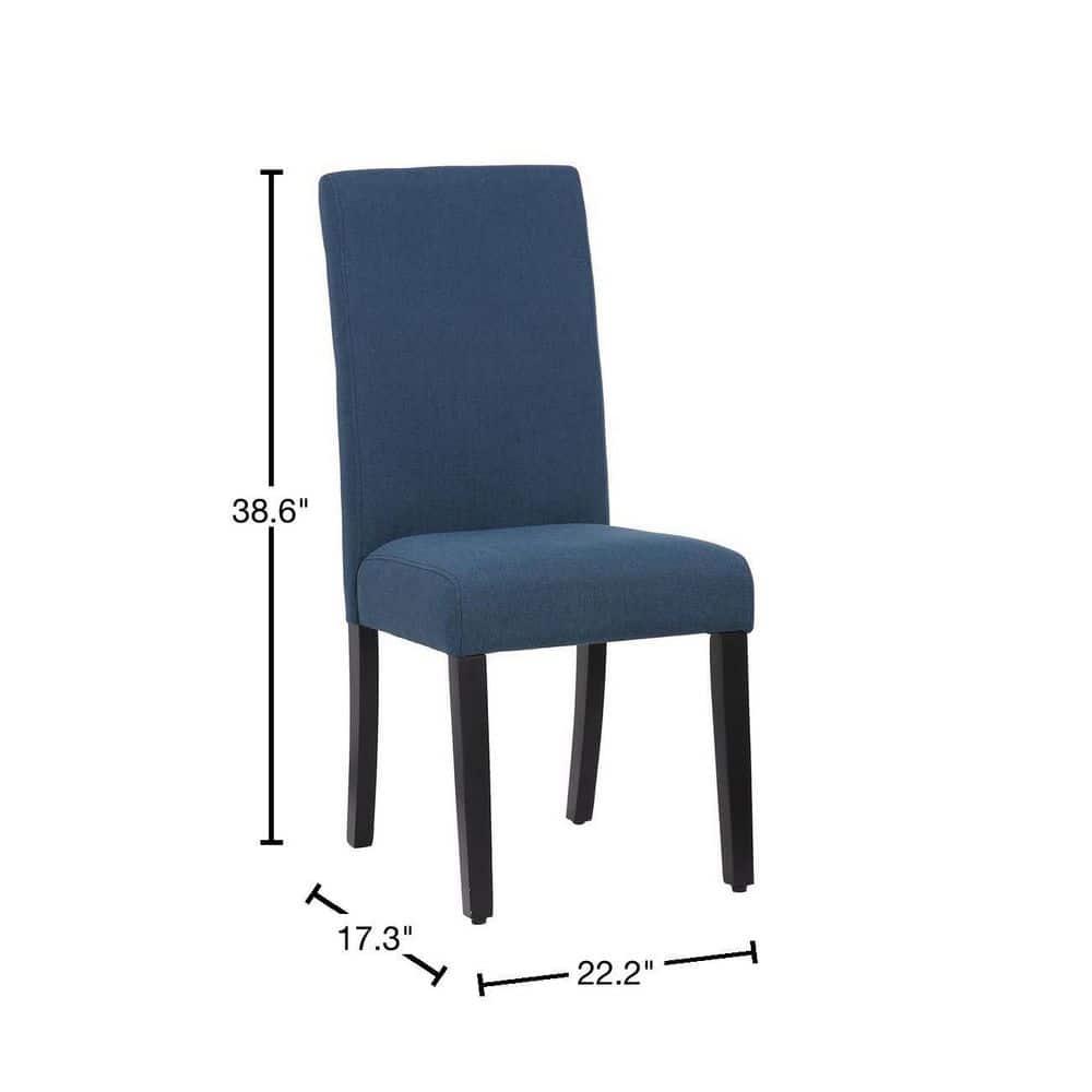 Blue Linen Upholstered Parsons Dining Side Chair Set