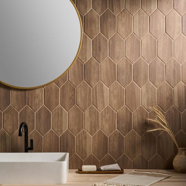 Casablanca Willow Brown 3.93 in. x 7.87 in. Picket Matte Porcelain Floor and Wall Tile (3.53 sq. ft./ Case)